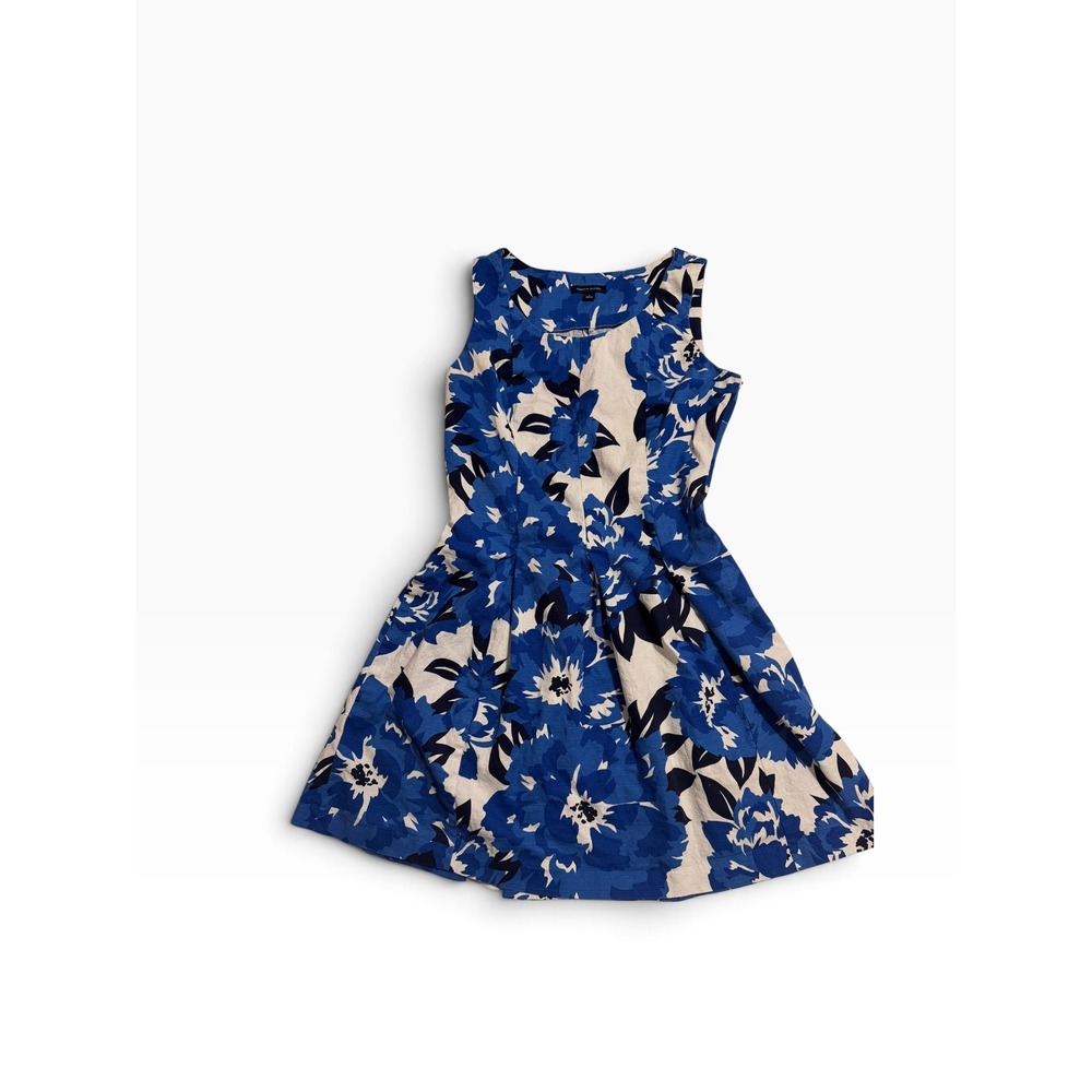 Tommy Hilfiger Blue Cream Floral Fit Flare Dress Sleeveless Size 6